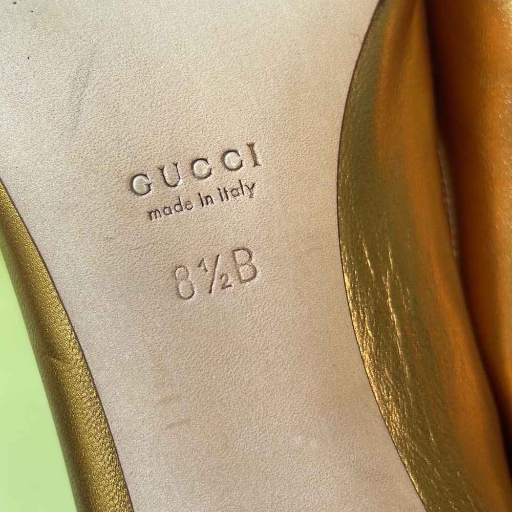 Gucci New metallic gold/purple all leather shoes with dust bag - Picture 16 of 17